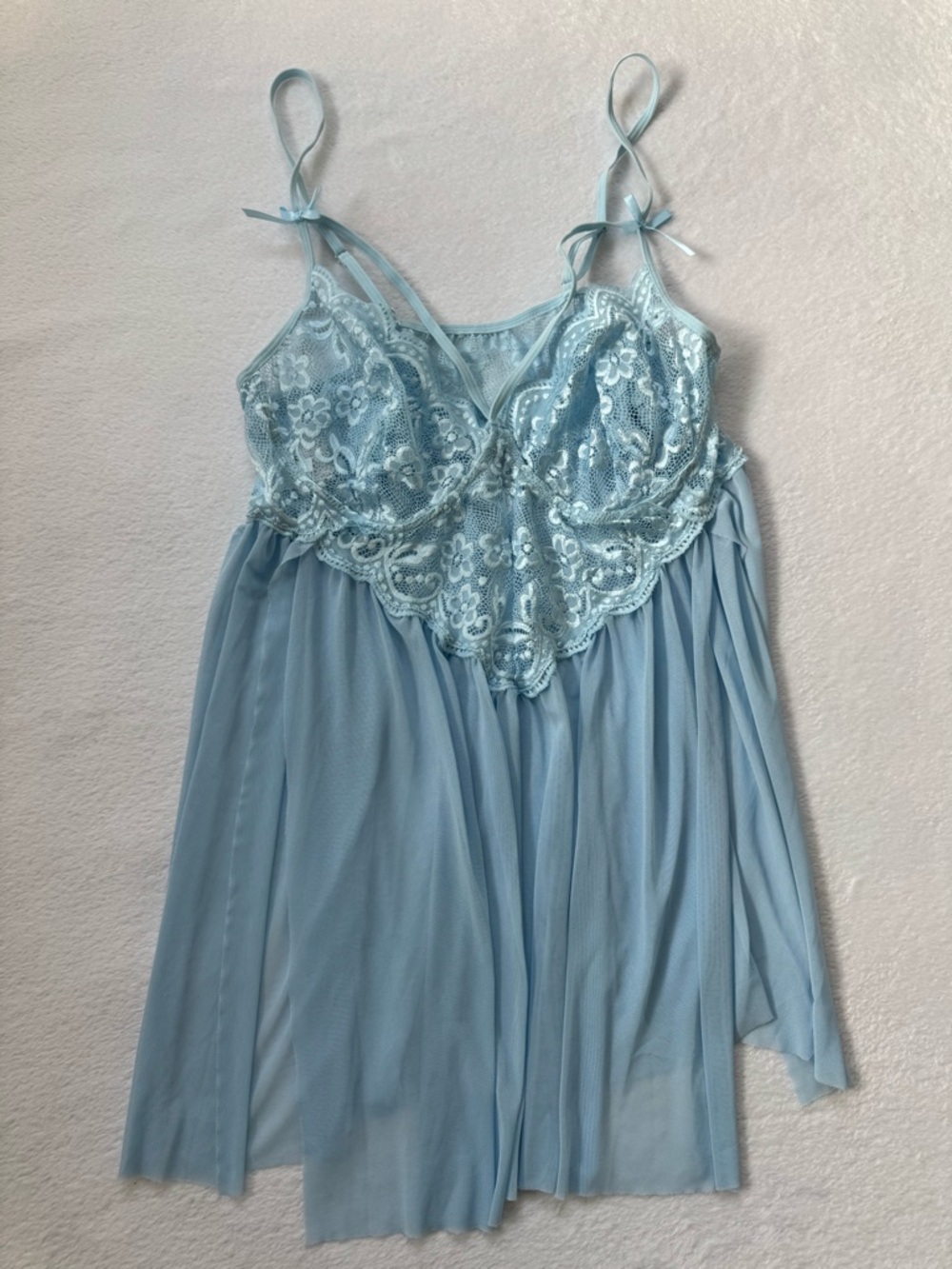 Light Blue Lace & Chiffon Women's Chemise Nightdress